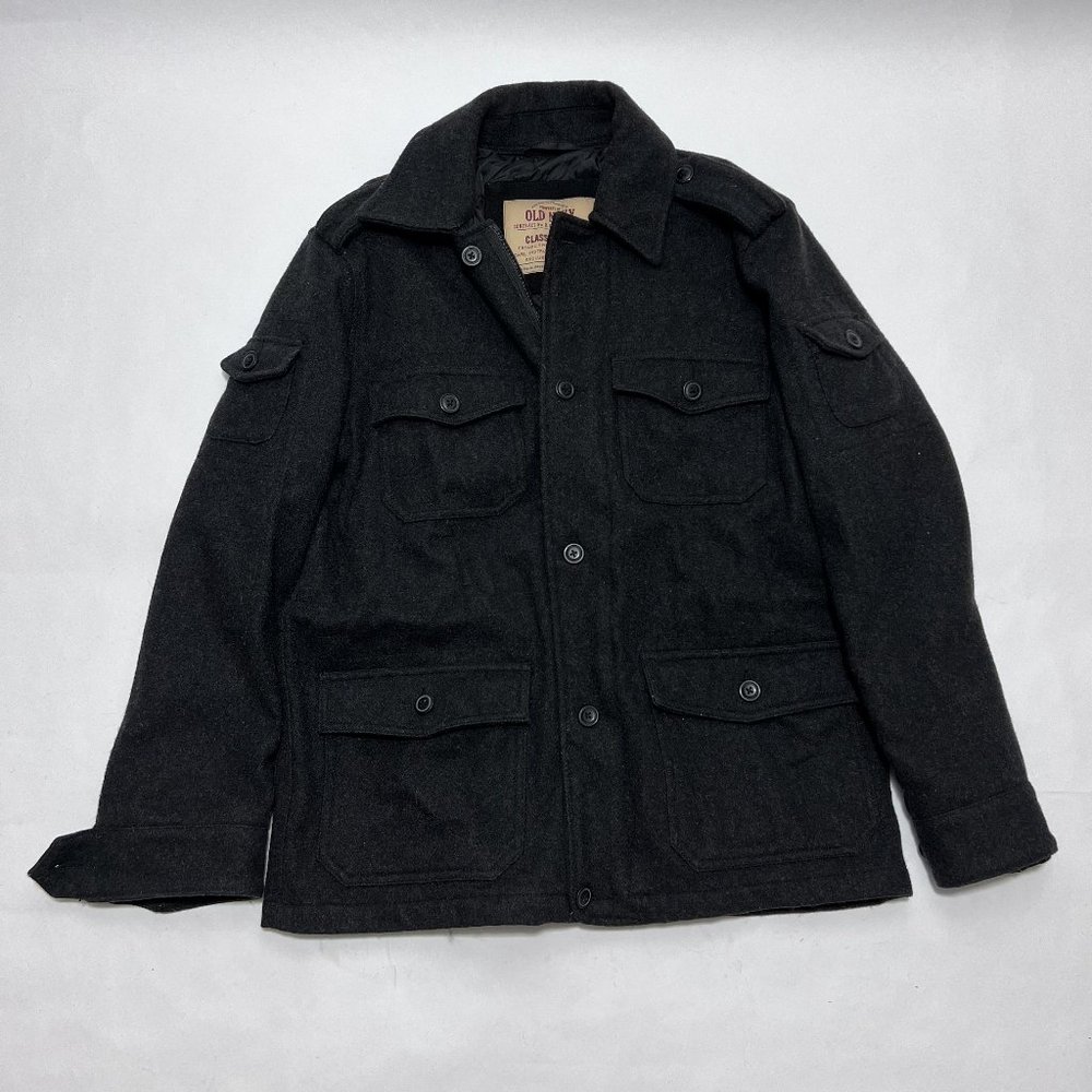 Old Navy Wool Field Coat 7 Pocket Black Small - Picture 2 of 13